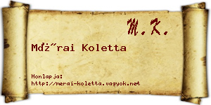 Mérai Koletta névjegykártya